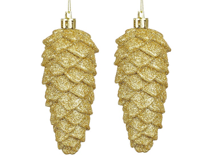 LAALU Satz von 2 Ornamenten: Kegel gold 11 cm