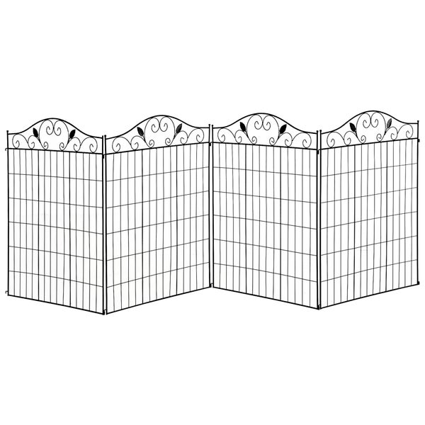 Outsunny Gartenzaun, Gitterzaun für Balkon, Garten, 365 x 112 cm, Metall , Schwarz