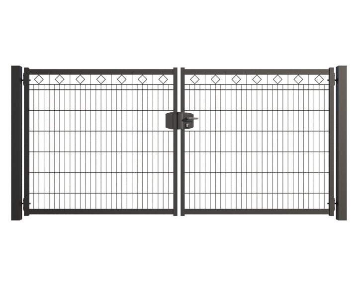 Doppeltor aus Metall mit Schloss für den Garten