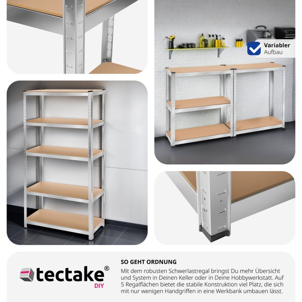 Schwerlastregal mit fünf Regalböden und variabler Aufbauoption