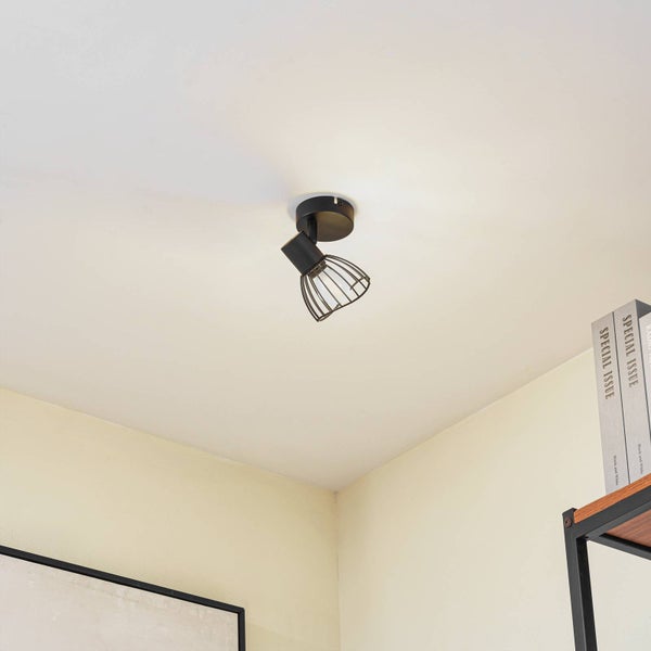 Schwenkbarer Deckenstrahler mit Käfigschirm zur Innenraumbeleuchtung