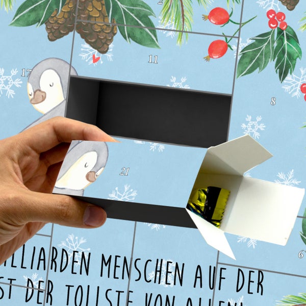 Mr. & Mrs. Panda Befüllbarer Adventskalender Pinguine Kuscheln - Blau Pastell