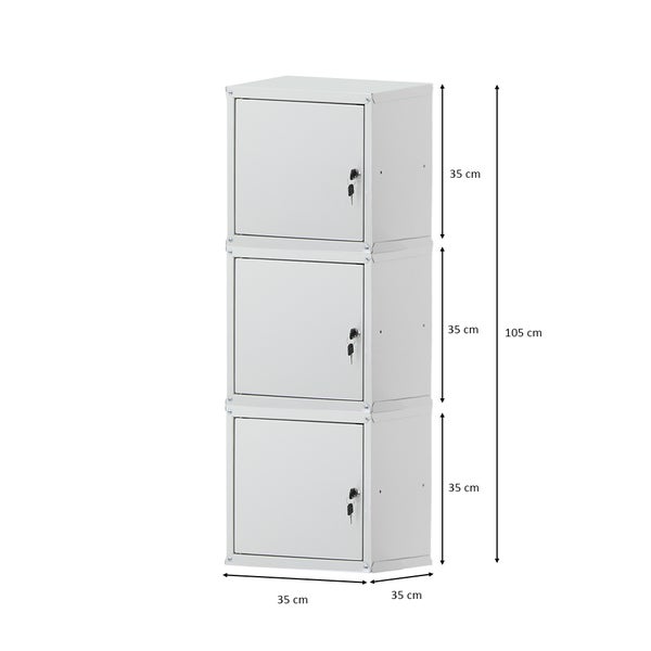 PROREGAL Mega Deal 3x Schließfachwürfel Cubic HxBxT 35 x 35 x 35 cm Grau