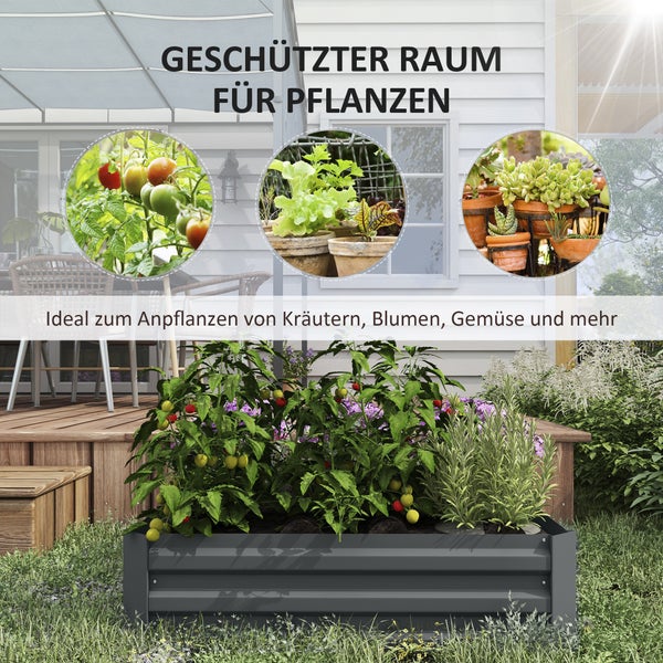 Outsunny 2er Set Hochbeet Stahl, Pflanzbeet Frühbeet Gartenbeet Blumenkasten steckbar, Pflanzkasten Pflanzkübel 100x100x30cm für Garten Balkon Terrasse, Gemüsebeet für Blumen, Pflanzen