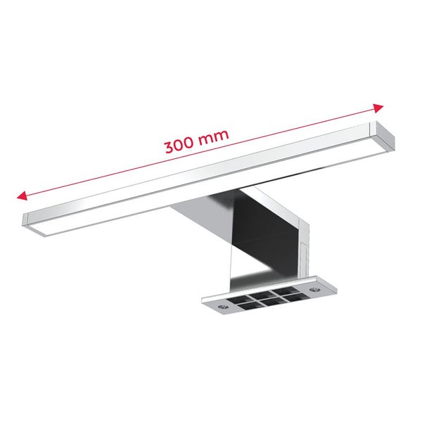 Spiegelleuchte - 5W, 650lm, LED, 2 in 1 Montage, 30cm, neutralweiß, chrom