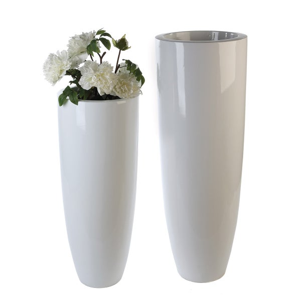 Übertopf XXL GILDE Übertöpfe Höhe 90cm weiß Fiberglas, Poly