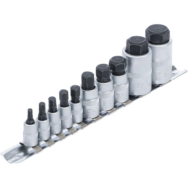 Steckschlüssel-Einsatz Set mit verschiedenen Größen auf einer Halterung