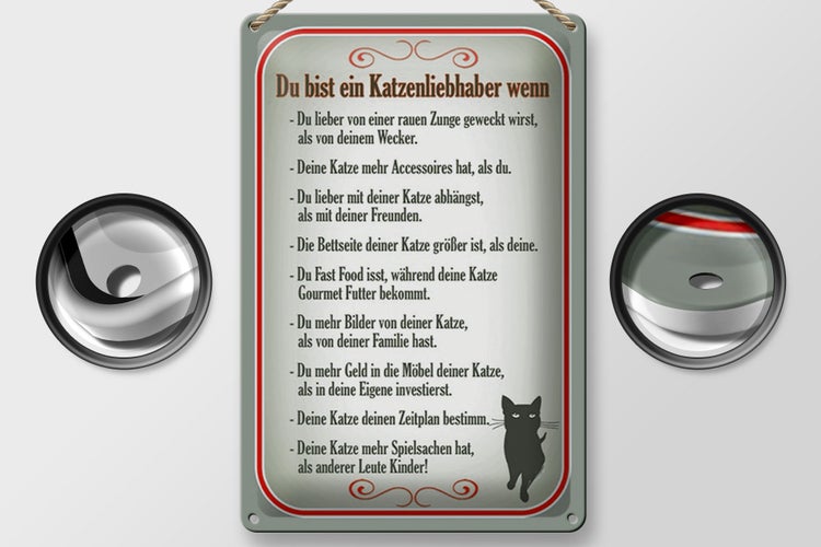 Blechschild Spruch 20x30cm du bist Katzenliebhaber wenn