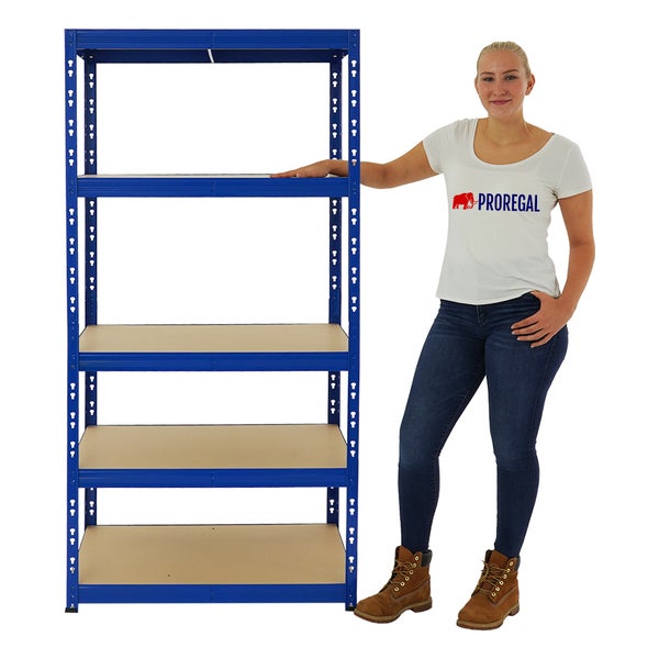 PROREGAL Schwerlastregal Tiger HxBxT 180 x 90 x 60 cm Fachlast 265 kg 5-Ebenen Blau