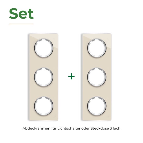 Set aus zwei 3 fach Abdeckrahmen für Lichtschalter oder Steckdosen