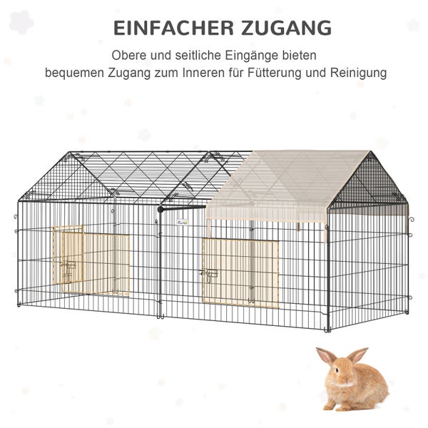 PawHut Freigehege, Kleintiergehege, 220 x 103 x 103 cm, Stahl, Beige