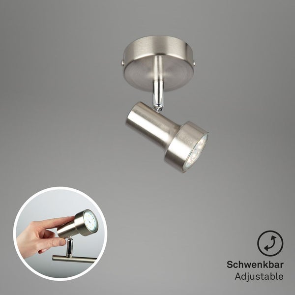 LED Spot Wandleuchte schwenkbar 1xGU10 3000K Ø8cm 3W nickel Metall Briloner
