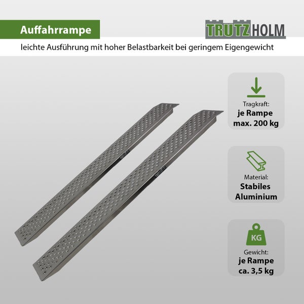 TRUTZHOLM 2 x Auffahrrampe 150 cm Tragkraft 400 kg Alu grau profiliert Verladerampe Motorradrampe