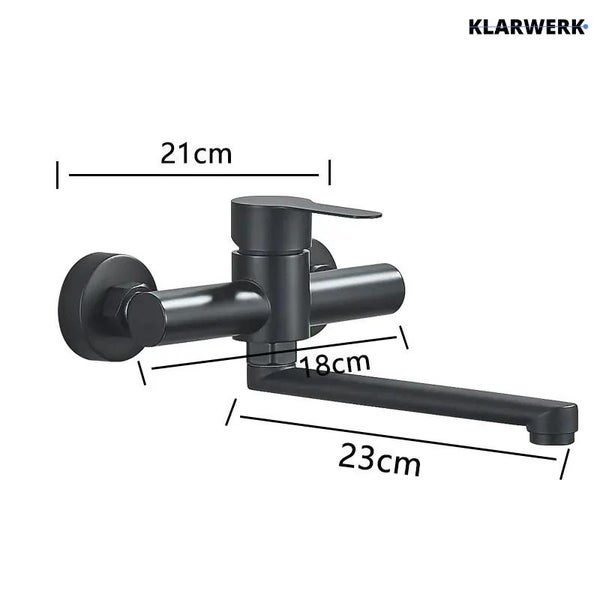 Wandarmatur für die Küche von Klarwerk mit Maßen in Zentimeter