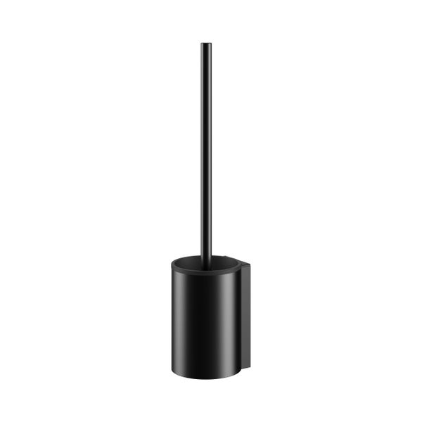 Wand-Toilettenbürstengarnitur aus Metall in Mattschwarz zur Wandmontage.