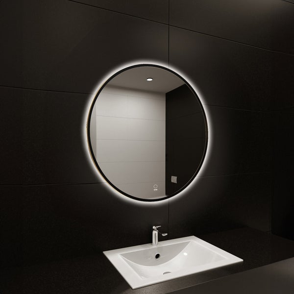 Home Deluxe Badspiegel LED-Spiegel Rund DUBI - Beschlagfrei & Dimmbar|Badezimmerspiegel, Badspiegel mit Beleuchtung, Wandspiegel