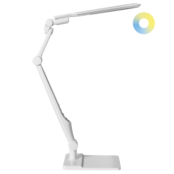 Weiße LED Schreibtischleuchte mit verstellbarem Arm