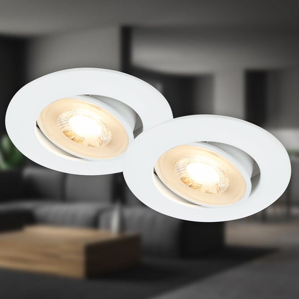 2er Set LED Einbaustrahler LED Einbauleuchten Spots Flach Schwenkbar Warmweiß