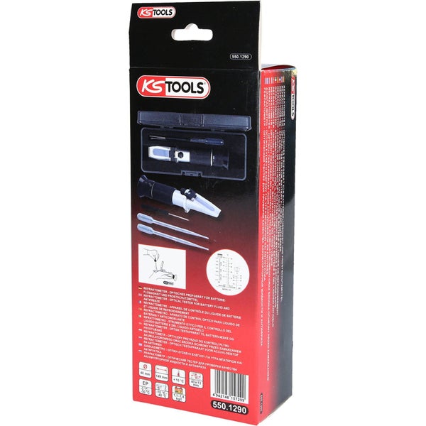 KS Tools Refraktometer zur Prüfung von Batterieflüssigkeit und Frostschutzmittel in Verpackung