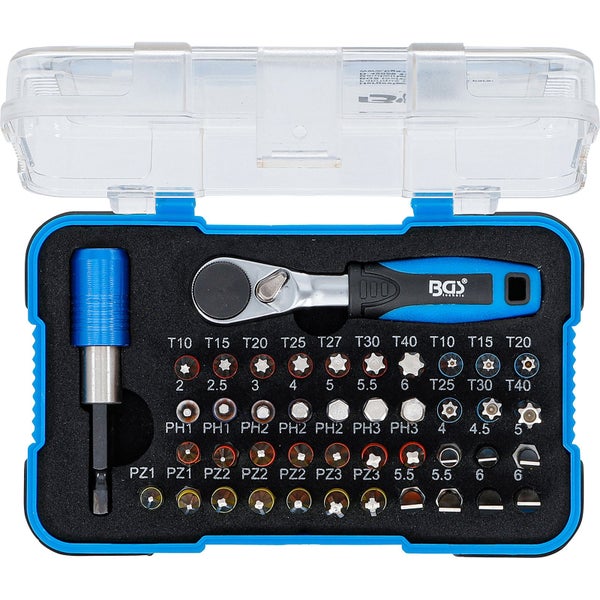 BGS Technic Schraubendreher-Bit-Satz mit Ratsche in transparenter Box