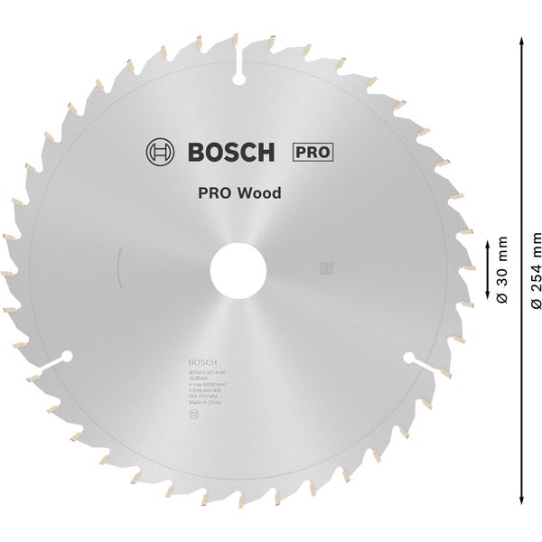 Bosch PRO Wood Kreissägeblatt 254 x 2 x 30 mm - 2608640435