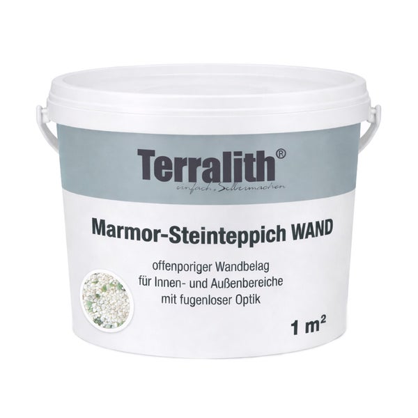 Terralith Marmor-Steinteppich für die Wand, offenporiger Wandbelag für Innen- und Außenbereiche, Reichweite 1 Quadratmeter.