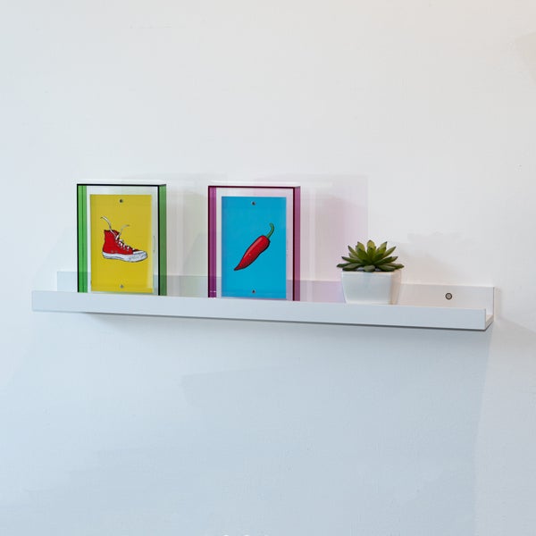 Bilderleiste 110 x 9 cm | Galerieboard | Galerieschiene | Regalboard | elegant und schlicht | Bilderleiste | Gewürzregal | Wandregal | Schweberegal | weiß