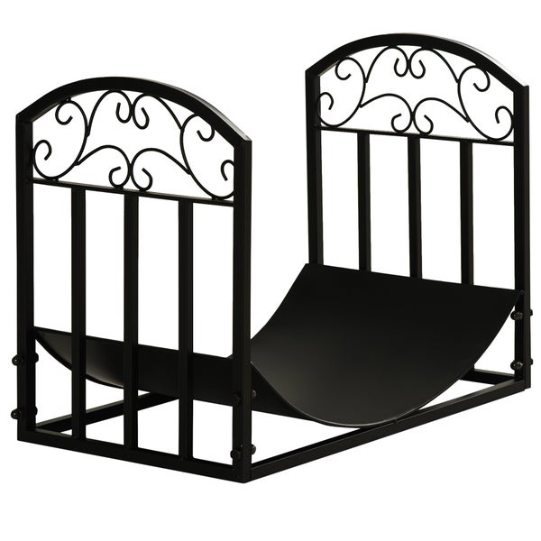 Outsunny Kaminholzregal, 60 kg belastbar, 60,5 x 36 x 46,5 cm, Metall, Schwarz
