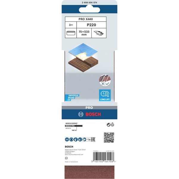 Bosch PRO X440 Schleifband 75 x 533 mm 220 - 2608606074