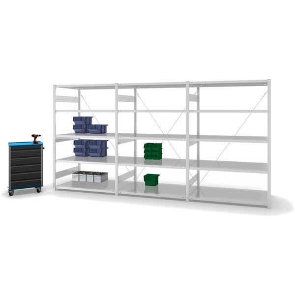 PROREGAL Fachbodenregal Stecksystem T-Profil Heavy-Duty Grundregal HxBxT 200 x 130 x 80 cm 5 Ebenen Fachlast 330 kg Einseitig Nutzbar Lichtgrau