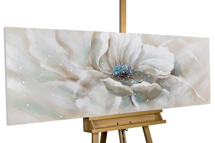 Handgemaltes Gemälde Acrylfarbe 150x50cm Weiß