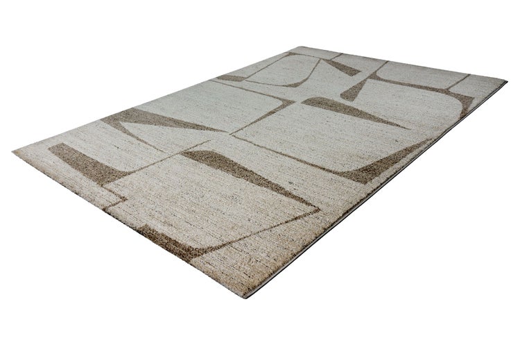 Rechteckiger Teppich mit abstraktem geometrischem Muster aus Textil in Perspektivansicht