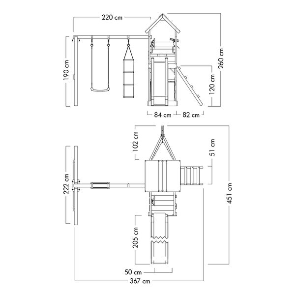 WICKEY Spielturm Klettergerüst SeaFlyer mit Schaukel und Rutsche, Baumhaus mit Sandkasten, Kletterleiter und Spiel-Zubehör – pastellgrün