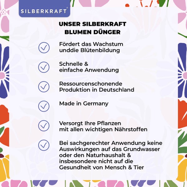 SILBERKRAFT Blumendünger – Mineralischer Flüssigdünger NPK – 1 Liter