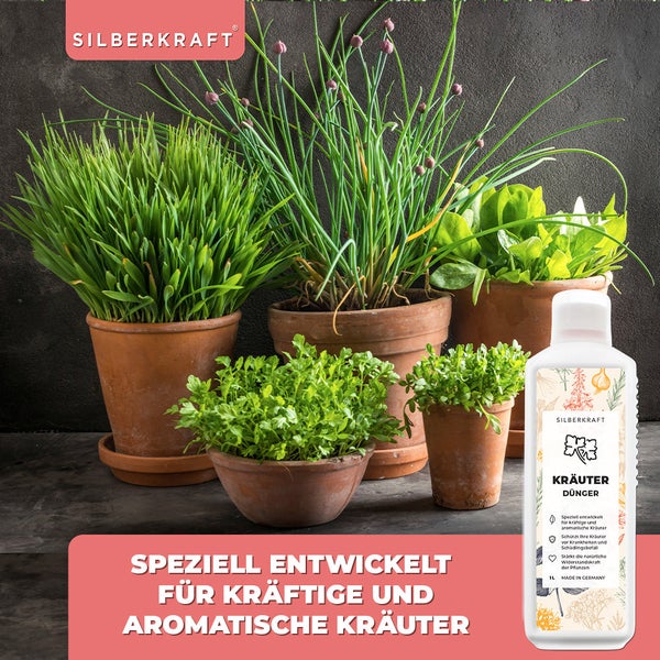 SILBERKRAFT Kräuter Dünger – Für Basilikum, Minze & Co. – NPK Flüssigdünger – 1 Liter
