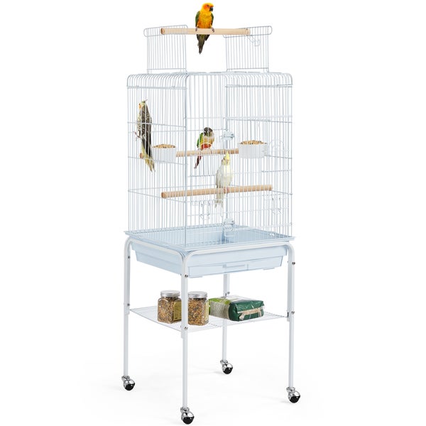 Yaheetech Vogelkäfig mit Ständer , Weiß