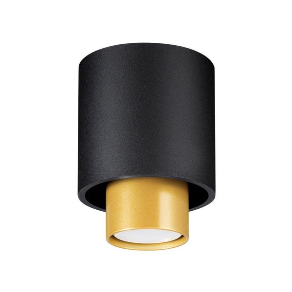 famlights | Deckenaufbauspot Neele in Schwarz und Gold GU10