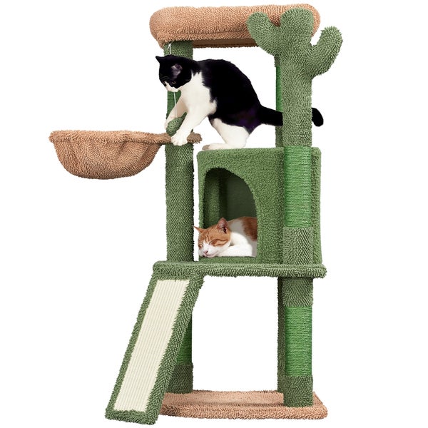 Katzenkratzbaum mit zwei Katzen
