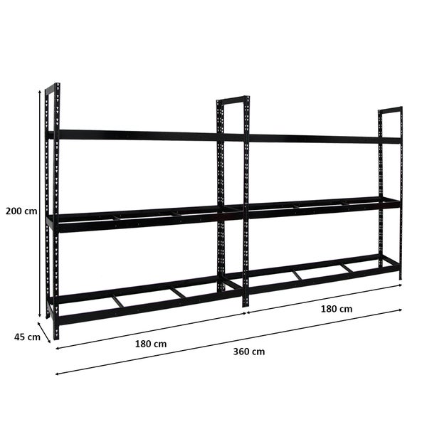 PROREGAL Mega Deal 2x Reifenregal Tiger XL HxBxT 200 x 180 x 45 cm Bis Zu 42 Reifen Schwarz