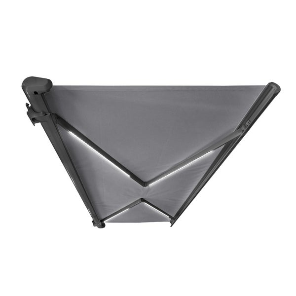 Home Deluxe - LED Vollkassettenmarkise ELOS - Anthrazit, 395 x 300 cm - inkl. Wind- und Sonnensensor, Fernbedienung, Handkurbel, Montagematerial I Terrassenüberdachung Sonnenschutz Windschutz