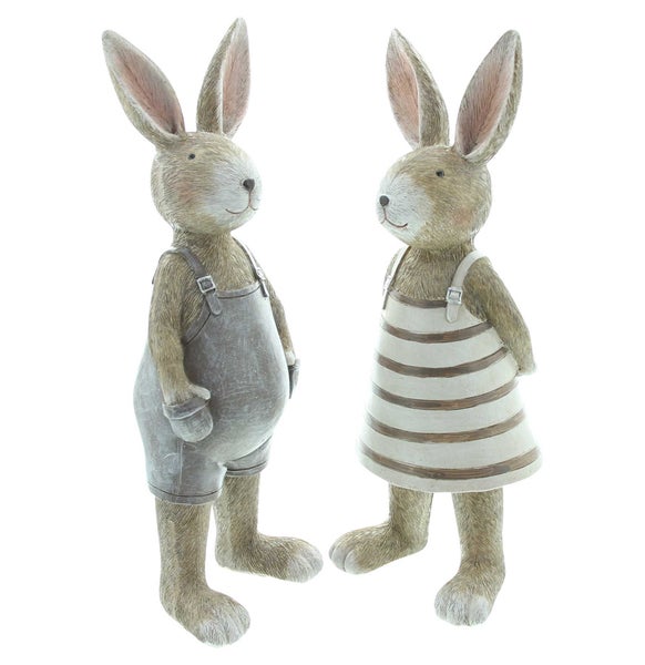 FRANK FLECHTWAREN | Hase Lio & Mia, 2er Set, POLYRESIN, 10 x 8 x 29 cm