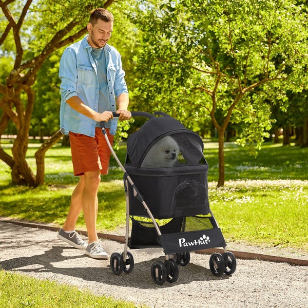 PawHut Hundetrolley, 82L x 49,5B x 98H cm, Stahl, Oxfordstoff, Schwarz