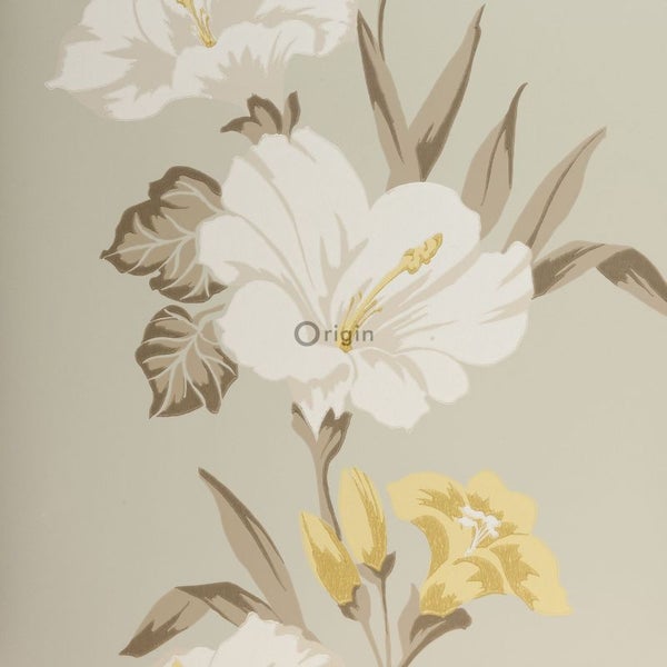 Origin Wallcoverings Tapete Eibischmuster Eisblau - 52 cm x 10.05 m - 307139