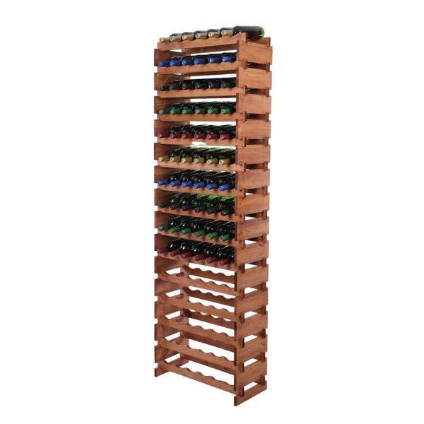 Weinregal VINOTECA FLEX PRO HxBxT 205x65x28cm 90 Flaschen auf 15 Ebenen Massives Kiefernholz Braun geölt