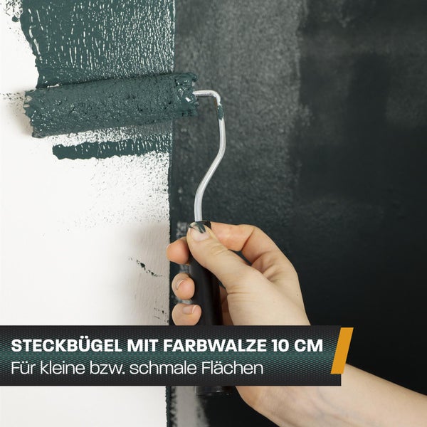 Hinrichs Malerset Streichen 12-teilig - Farbroller Set mit Farbwanne, Abstreifgriff, Abdeckplane, Kreppband, Pinsel, Farbroller Wandfarbe, Steckbügel