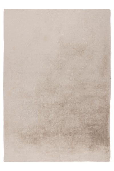 Rechteckiger Hochflor Teppich aus Kunstfaser in unifarbenem Design
