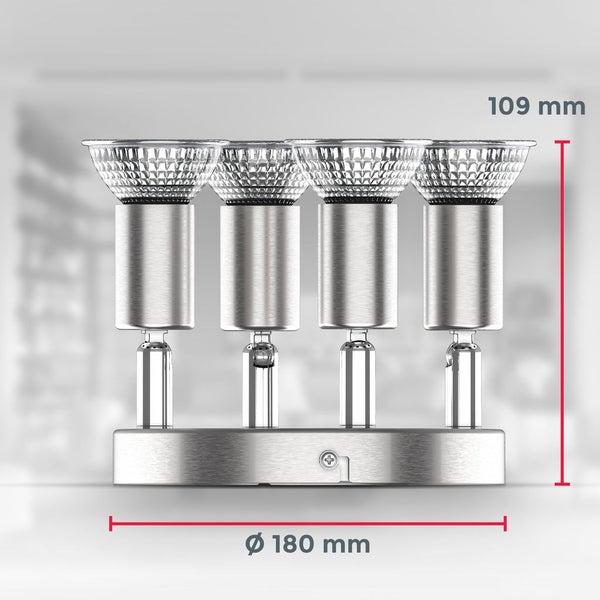Deckenstrahler - 11,6W, 1040lm, LED, schwenkbar, GU10, Rondell, warmweiß, matt-nickel