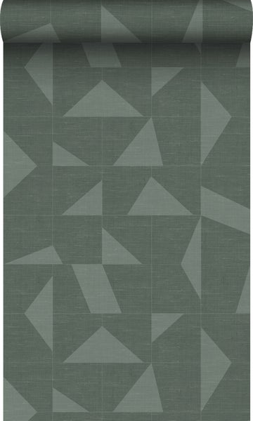 Origin Wallcoverings Tapete grafisches Muster in Gewebeoptik Grün - 53 cm x 10.05 m - 347755
