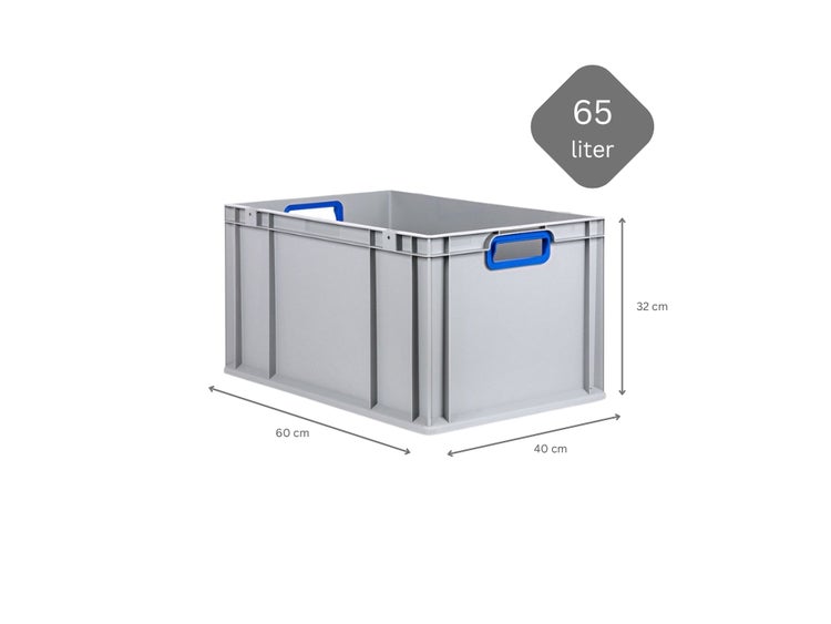PROREGAL Eurobox Nextgen Color HxBxT 32 x 40 x 60 cm 65 Liter Griffe Blau Offen Verstärkter Boden Eurobehälter Transportbox