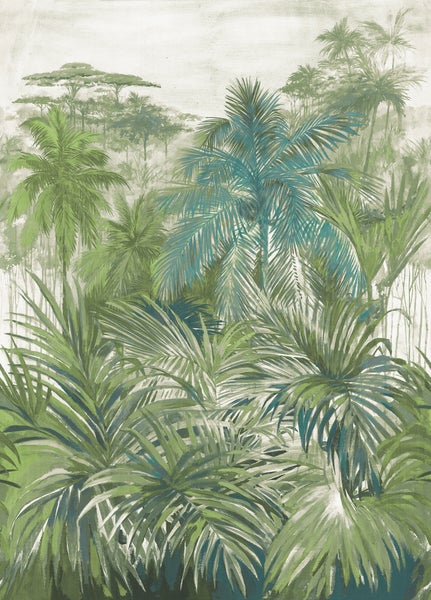 Dekorative Tapete mit Dschungelmotiv und Palmen